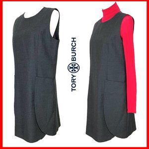 Tory Burch Gray Wool Sleeveless Shift Dress Career Sz 12